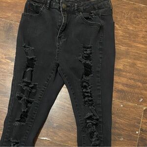 American Eagle Outfitters Black Distressed Skinny Jeans